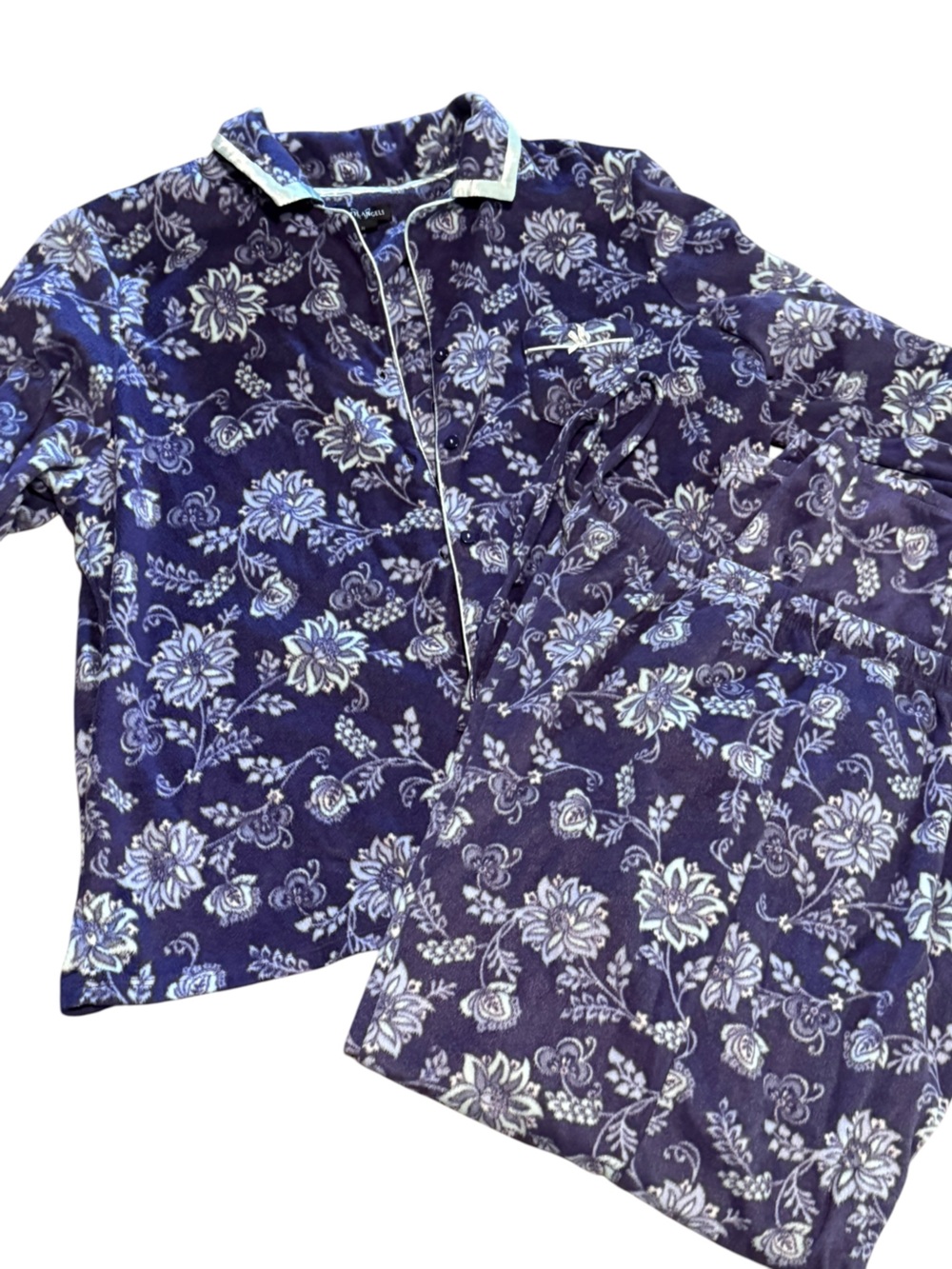 Earth Angels XL Purple Floral Pajama set Lightweight Fleecy Loungewear